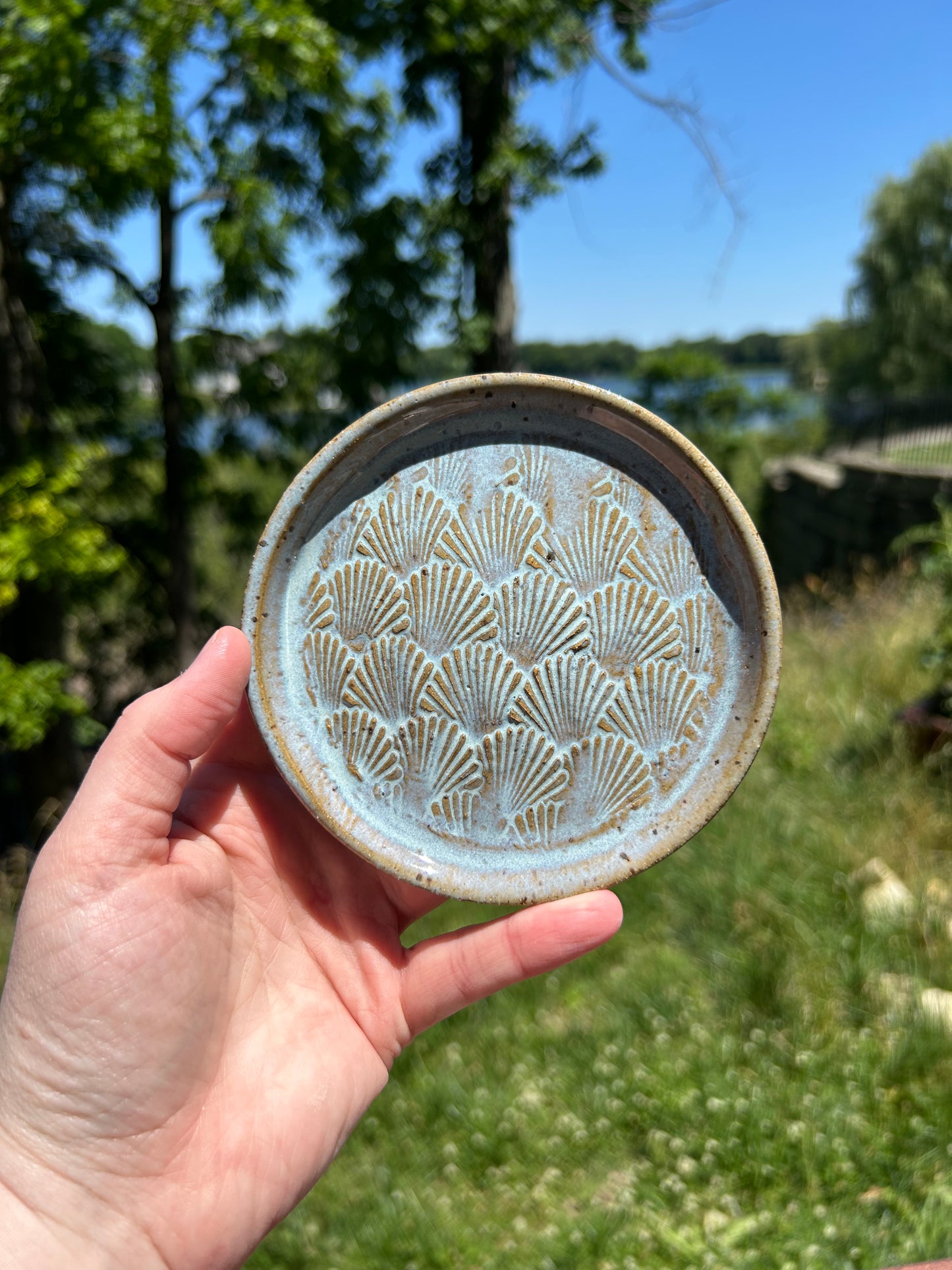 Small light blue dish