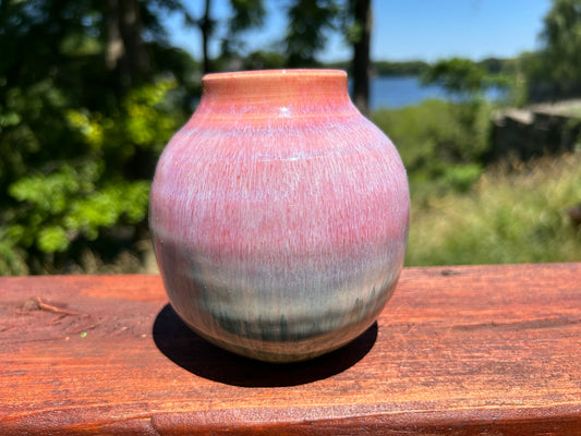 Small pink and green vase