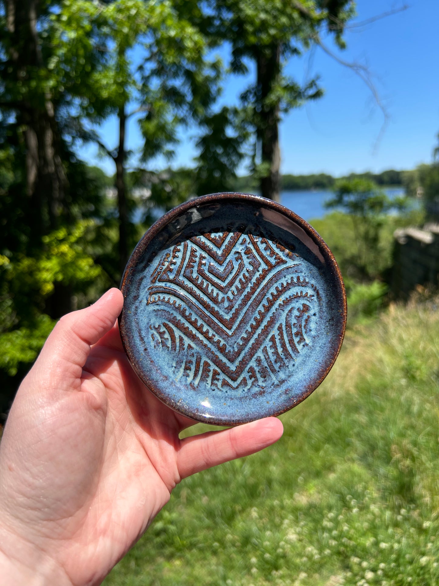 Small dark blue dish