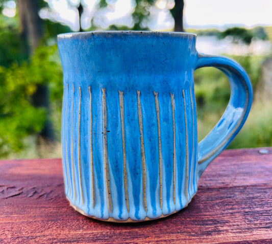 Carved Blue Mug