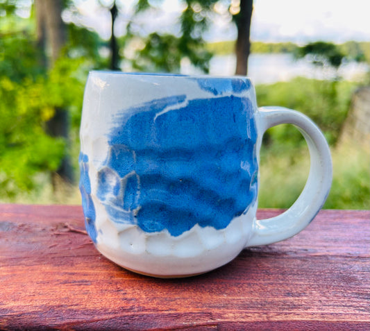 Carved White and Blue Mug