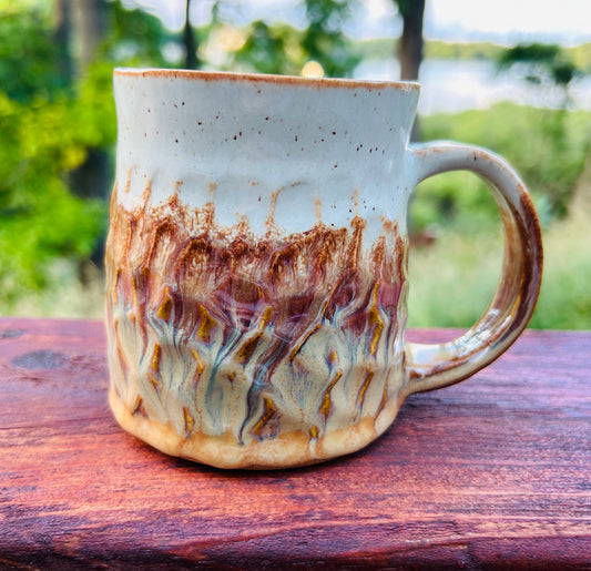 Carved, Autumn-Colored Mug