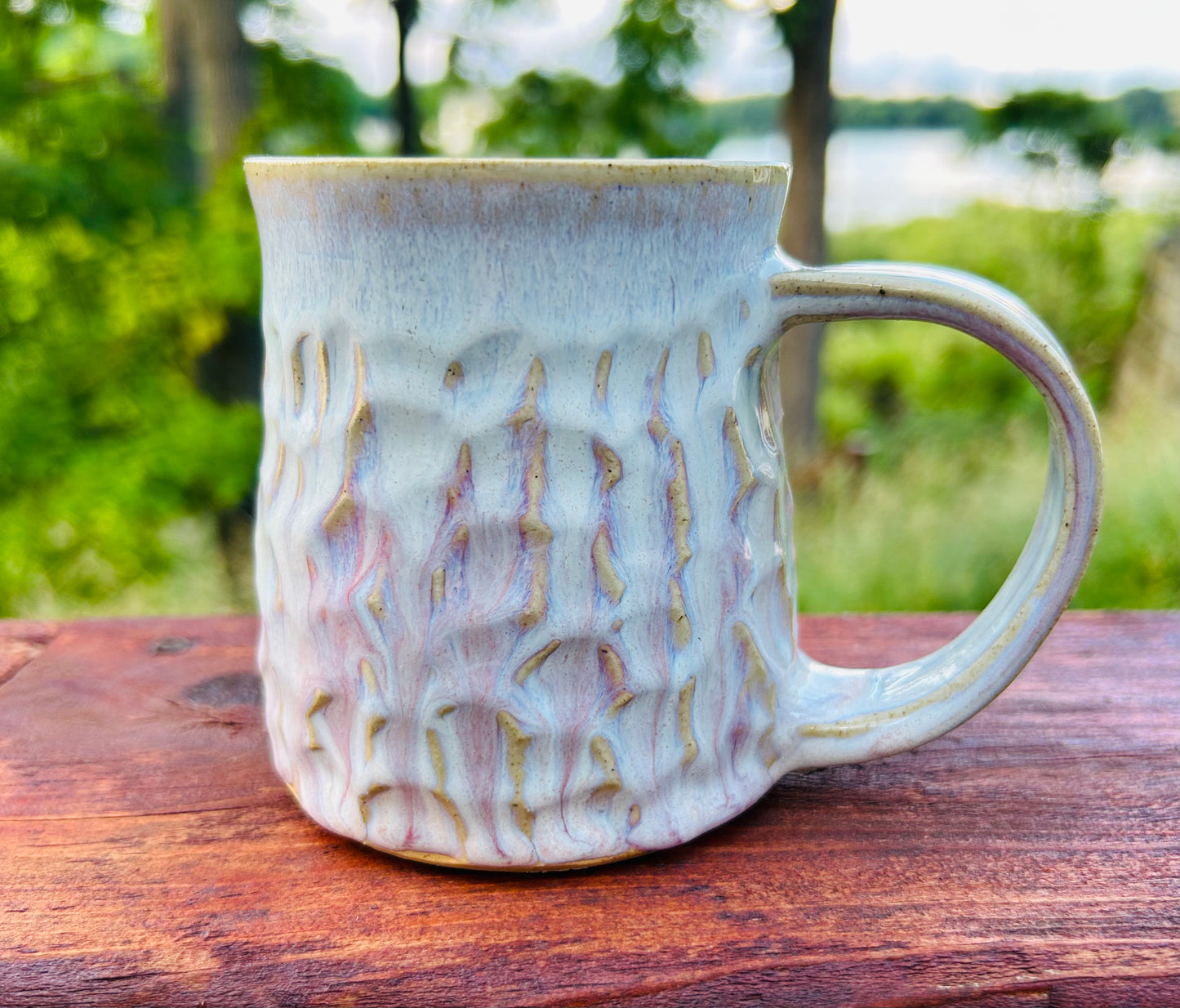 Carved Pink and White Mug